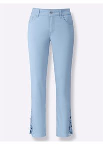 Dames 7/8-jeans met kantinzet in ijsblauw ,maat 36, WITT, 98% Katoen, 2% Elastan