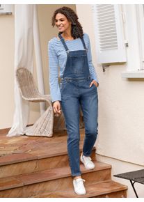 Dames Jeanstuinbroek in used-look in blue-stonewashed ,maat 36, Witt, 99% Katoen, 1% Elastan