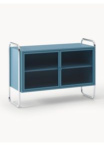 Aparador de metal con frente de vidrio Maven Azul Metal An 110 x Al 79 cm | Westwing Collection