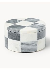 Westwing | Crosby Studios, joyero de mármol con tapadera Carreaux Gris, Blanco Mármol Ø 13 x Al 7 cm | Westwing Collection