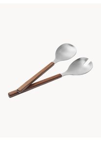 Philippi Komplet sztućc&oacute;w do sałatek z drewna orzecha włoskiego Brick, 2 elem. Srebrny, Brązowy D 31 cm