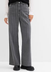 bonprix Femei Blugi wide leg High Waist cu efecte destroyed, gri, 50