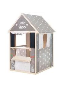 Roba Spielhaus-Kombination , Naturfarben, Hellgrau , Holz, Textil, Holzwerkstoff , 82.5x128x94.5 cm , EN 71 , Spielzeug, Holzspielzeug