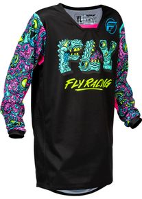 Fly Racing Kinetic Mutant, jersey juvenil , color: Negro/Turqu&iacute;a/Fucsia , tama&ntilde;o: YM