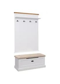 Feldmann-Wohnen Garderoben-Set Galineo weiß / Eiche Natur 3-teilig , Holz , 1 Fächer , Rechteckig , 100x185x42 cm , Garderobe, Garderoben-Sets & Garderoben-Serien, Garderoben-Sets