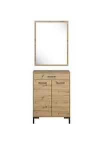 Feldmann-Wohnen Garderobe Nevio Artisan Eiche 2-teilig , Braun , Holz , 3 Fächer , 1 Schubladen , Rechteckig , 70x159x34 cm , Garderobe, Garderoben-Sets & Garderoben-Serien, Garderoben-Sets