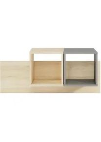 Feldmann-Wohnen Wandregal Drop grau / Fjord Buche 92 / 22 / 42cm , Braun, Grau , Holz , Rechteckig , 92x41x22 cm , Wohnzimmer, Regale, Wandregale