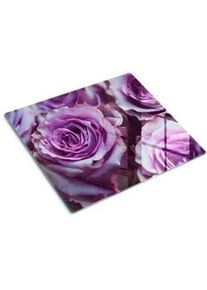 Tulup Glasplatte 60x52 cm Lila Rosen , Glas , 60x0.4x52 cm , Küchen, Küchenelektrogeräte, Herde, Herdabdeckplatten