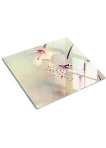 Tulup Glasplatte 60x52 cm Kirschblüte , Weiß , Glas , 60x0.4x52 cm , Küchen, Küchenelektrogeräte, Herde, Herdabdeckplatten