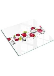 Tulup Glasplatte 60x52 cm Himbeere und Wasser , Pink , Glas , 60x0.4x52 cm , Küchen, Küchenelektrogeräte, Herde, Herdabdeckplatten