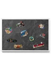 Tulup Magnettafel 60x40 cm Weißer Rahmen Dunkle Steinstruktur , Graphitfarben , Metall , Rechteckig , 60x50x0.4 cm , Bilder & Rahmen, Pinnwände & Magnettafeln