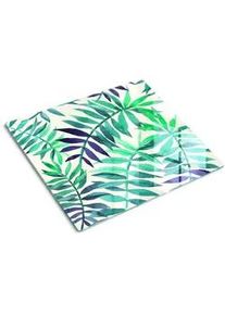 Tulup Glasplatte 60x52 cm Tropische Blätter , Glas , 60x0.4x52 cm , Küchen, Küchenelektrogeräte, Herde, Herdabdeckplatten