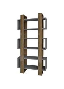 Livetastic Regal , Anthrazit, Walnussfarben , Holzwerkstoff , Holzoptik , 80x160x29 cm , stehend , Wohnzimmer, Regale, Bücherregale