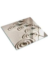 Tulup Glasplatte 60x52 cm Zen-Steine-Sand , Glas , 60x0.4x52 cm , Küchen, Küchenelektrogeräte, Herde, Herdabdeckplatten