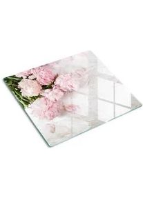 Tulup Glasplatte 60x52 cm Pfingstrosen , Glas , 60x0.4x52 cm , Küchen, Küchenelektrogeräte, Herde, Herdabdeckplatten