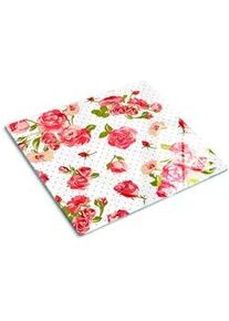 Tulup Glasplatte 60x52 cm Rosen , Pink , Glas , 60x0.4x52 cm , Küchen, Küchenelektrogeräte, Herde, Herdabdeckplatten