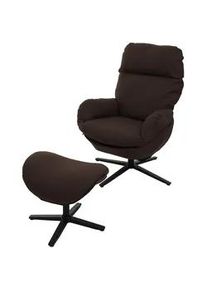 MCW Relaxsessel + Hocker Braun , Textil , 72x101x73 cm , Wohnzimmer, Sessel, Relaxsessel