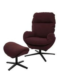 MCW Relaxsessel + Hocker Bordeaux , Textil , 72x101x73 cm , Wohnzimmer, Sessel, Relaxsessel
