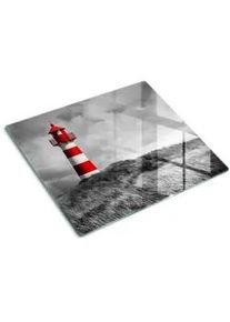 Tulup Glasplatte 60x52 cm Leuchtturm , Rot , Glas , 60x0.4x52 cm , Küchen, Küchenelektrogeräte, Herde, Herdabdeckplatten