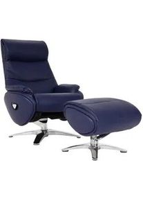 MCW Relaxsessel MIT Hocker Blau , Textil , 117x110x77 cm , Wohnzimmer, Sessel, Relaxsessel