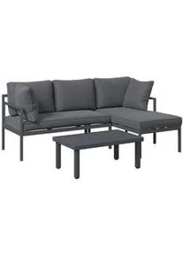Ambia Garden Loungegarnitur , Dunkelgrau , Metall, Textil , 3-teilig , Füllung: Schaumstoff,Polyester , 117x66x62 cm , Gartenmöbel, Loungemöbel, Loungegarnituren
