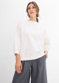 bonprix Mujer, Sudadera holgada de algodón puro, blanco, 40/42
