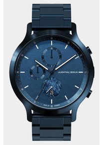 Men's Chronograph Watch - Blue - Surgical Steel Case, Sapphire Glass, Metal Strap - Date Display - 42mm , Quartz Movement by Ronda - Lilienthal Berlin