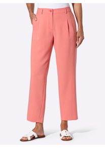 Dames Broek met bandplooien in koraal ,maat 40, Witt, 63% Polyester, 33% Viscose, 4% Elastan