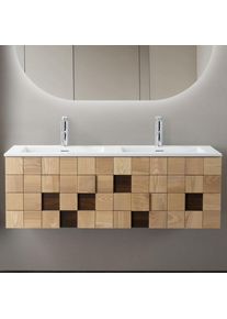 Waschbecken Set MOVEA 120 cm Waschbecken rund mattwei&szlig; Polyresin mit