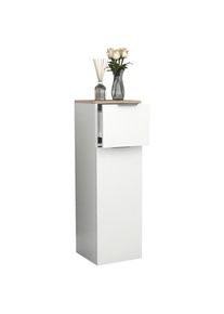 Mid.you Highboard , Wei&szlig;, Sonoma Eiche , Metall , 1 F&auml;cher , 1 Schubladen , 30x95x30 cm , erweiterbar, stehend , Kleinm&ouml;bel, Kommoden, Highboards