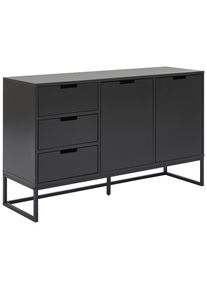 Novel Sideboard, Anthrazit, Schwarz, Metall, Holzwerkstoff, 2 F&auml;cher, 3 Schublade(n) Schubladen, 136x79x40 cm, Beim&ouml;bel erh&auml;ltlich, stehend, Kleinm&ouml;bel, Kommoden, Sideboards