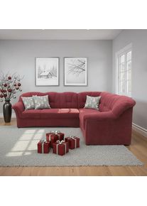 DOMO collection , Ecksofa &raquo;Papenburg B/T/H: 242/190/84 cm L-Form&laquo; wahlweise mit Bettfunktion, Langer Schenkel links oder rechts , beere