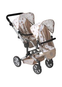 Bayer Chic 2000 CHIC2000, Puppen-Zwillingsbuggy &raquo;Linus Duo&laquo; mit zwei abnehmbaren, bis in Liegeposition verstellbaren Sportsitzen, B&auml;rchen beige, Puppen-Zwillingsbuggy