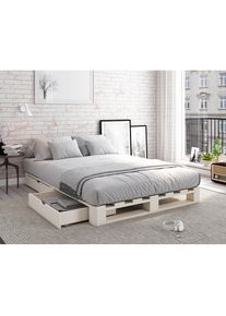 OTTO home , Palettenbett »"ALASCO " BESTSELLER! Mit Schublade« zertifiziertes Massivholz, erweiterbar zum Doppel- oder Familienbett , weiss