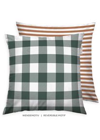 TOM TAILOR HOME , Kissenbezüge »new bedroom, Classic Check, 40x40cm oder 40x80cm« Wendedesign mit Markenreißverschluss , Forest & Rusty Red ,...