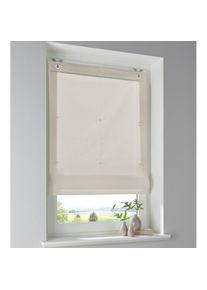 Kutti, Raffrollo &raquo;Stig Raffrollo&laquo; mit Hakenaufh&auml;ngung ohne Bohren freih&auml;ngend Baumwolle wei&szlig; blickdicht Schnurzug, natur, Obermaterial: 100% Baumwolle