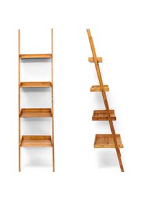 Relaxdays, Regal, Leiterregal Bambus 4-stufig (44 x 37 x 176 cm)