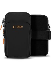 Tech-Protect M7 Universal Sportarmbandh&uuml;lle - Schwarz und Orange, Smartphone Sportarmband, Schwarz