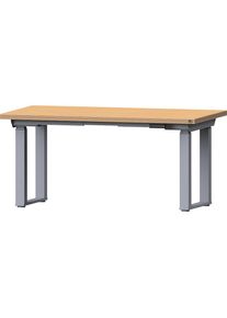 ANKE Werkbank, elektrisch in hoogte verstelbaar, in hoogte verstelbaar 695 - 1350 mm, beukenhouten multiplexplaat/grijs, breedte 1500 mm