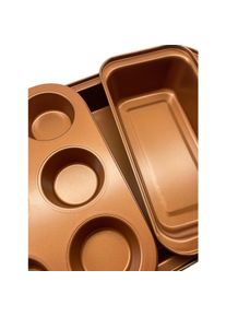 Relaxdays 3-teiliges Backformen Set, Backform, Kupfer