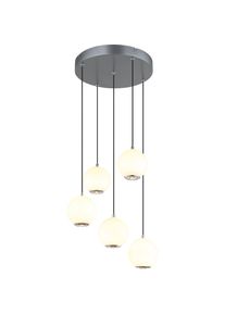 Globo, Pendelleuchte, Simmons LED Hängeleuchte 40W CCT Grau Matt, Metall Memoryfunktion Ø12cm 16062-5H (4400 lm)