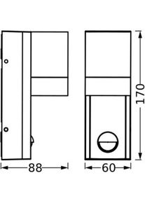 Osram, Gartenbeleuchtung, Endura Classic IP65 GU10 Isidor Wall Sensor Dark Gray (GU10, IP65)