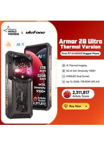 Ulefone AI Armor 28 Ultra 5G Thermal Imaging Rugged Phone MTK Dimensity 9300+ AMOLED Android Smartphone 1TB ROM Mobile phone