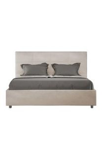 Letto Matrimoniale con rete imbottito 160x200 microfibra sabbia Mika
