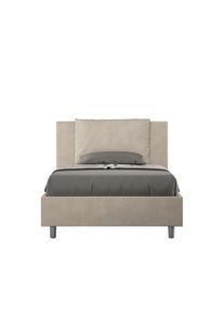 Letto senza rete imbottito 120x200 microfibra sabbia Antea