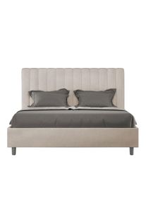 Letto con rete imbottito 160x190 microfibra sabbia Agueda