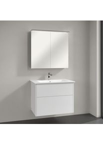 Villeroy & Boch Villeroy & Boch Finero Badm&ouml;bel Set 80 cm, Glossy White Waschtisch mit Unterschrank und Spiegelschrank