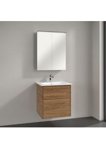 Villeroy & Boch Villeroy & Boch Finero Badm&ouml;bel Set 60 cm, Kansas Oak Waschtisch mit Waschtischunterschrank und Spiegelschrank