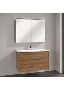 Villeroy & Boch Villeroy & Boch Finero Badm&ouml;bel Set 100 cm, Kansas Oak Waschtisch mit Waschtischunterschrank und Spiegelschrank