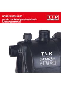 T.I.P. GPS 3200 Plus Gartenpumpe mit Bew&auml;sserungsset 30172, 3.200 l/h, 42 m F&ouml;rderh&ouml;he, inkl. 20 m Schlauch, Saugschlauch